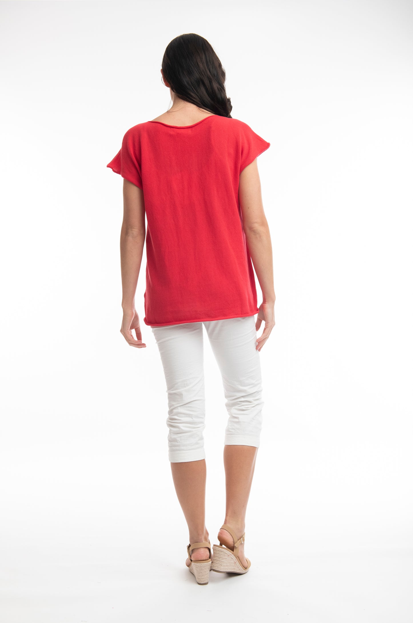 Ava Flat Knit Top - Red
