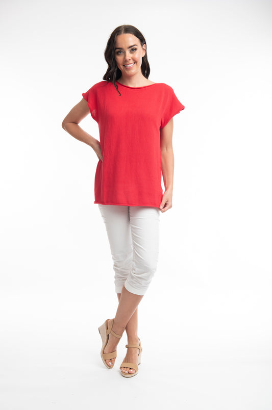 Ava Flat Knit Top - Red