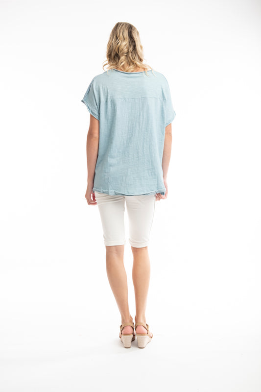 Vera Leaf Tee - Chambray