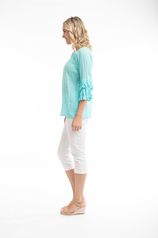 Shelby Gauze Cotton Top-Aqua