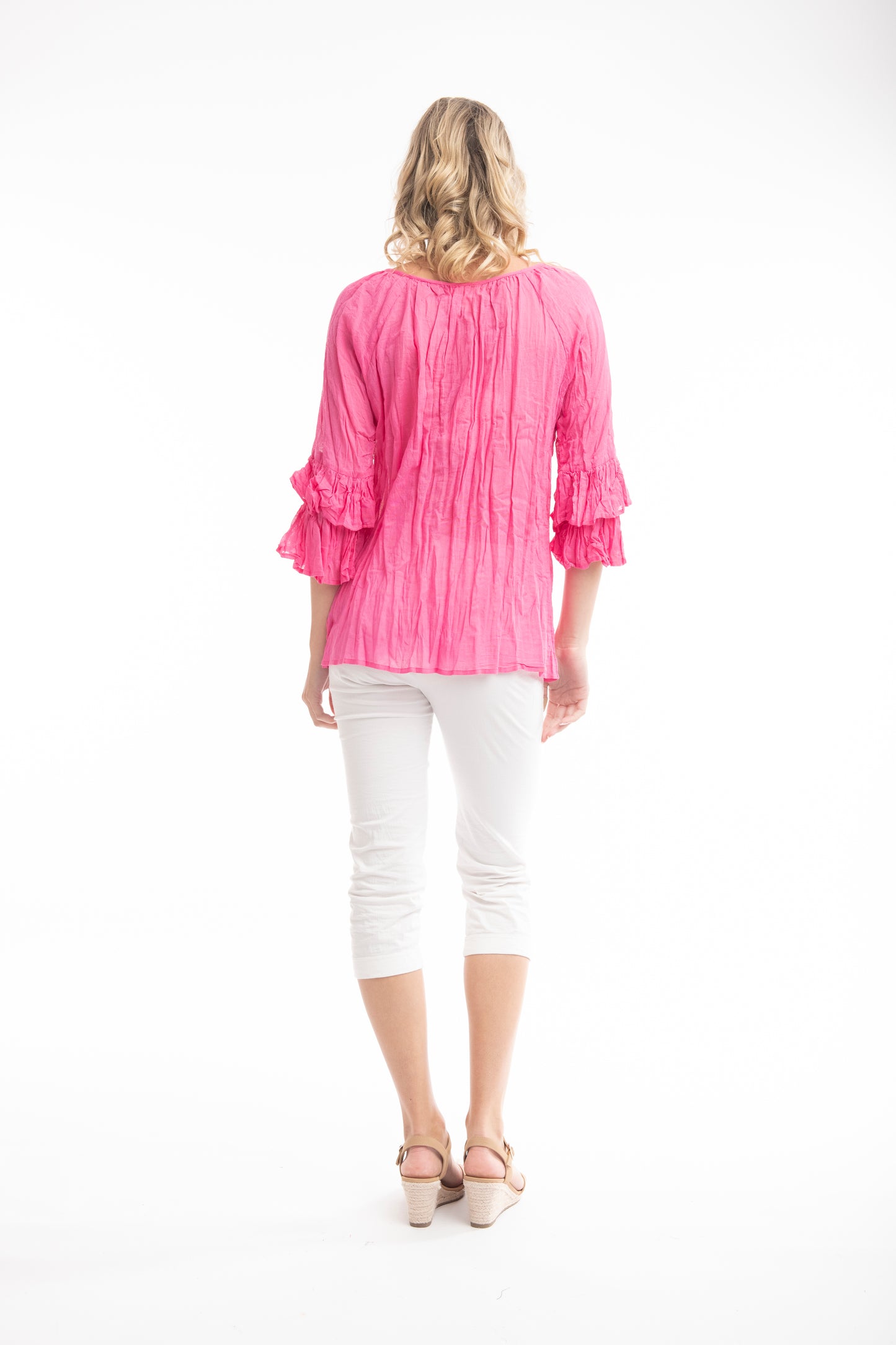 Shelby Gauze Cotton Top-Rose