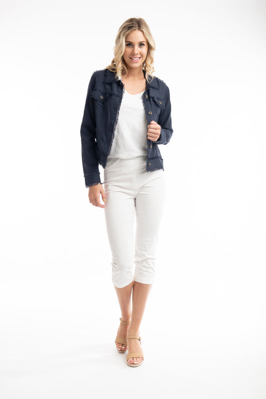 Erica Linen Jacket - Navy