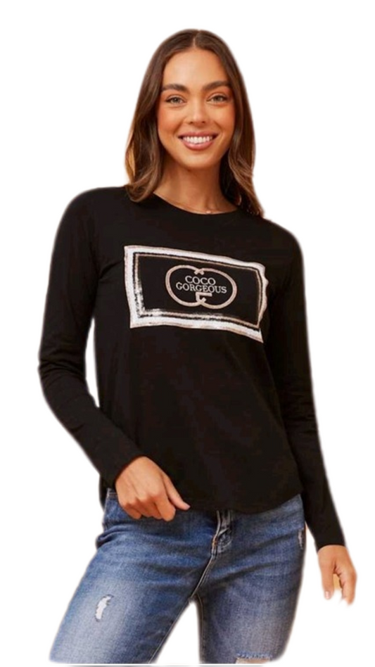 Coco Gorgeous Long Sleeve Top - Black