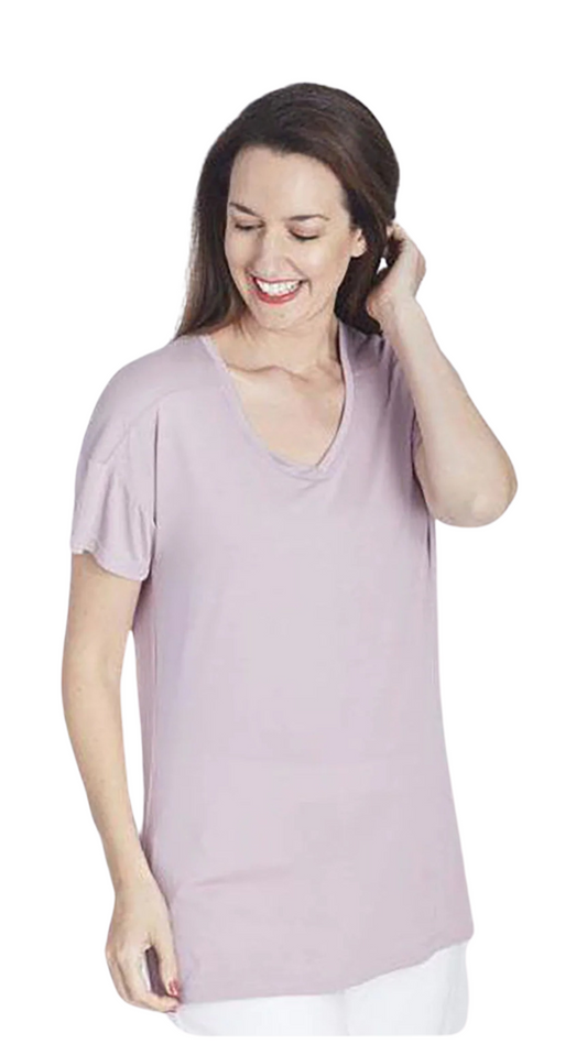 Becky Bamboo Tee -Mauve/ Pink