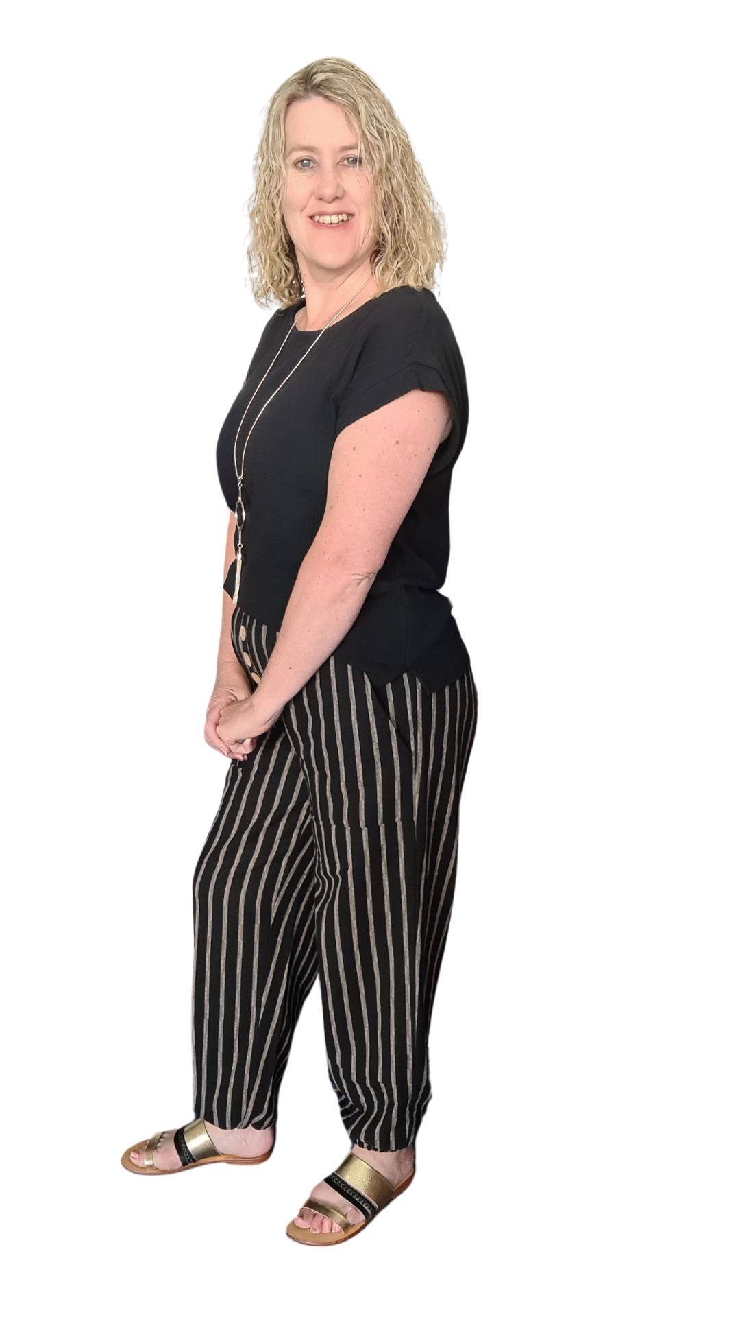 Evie Pants - Black Stripe