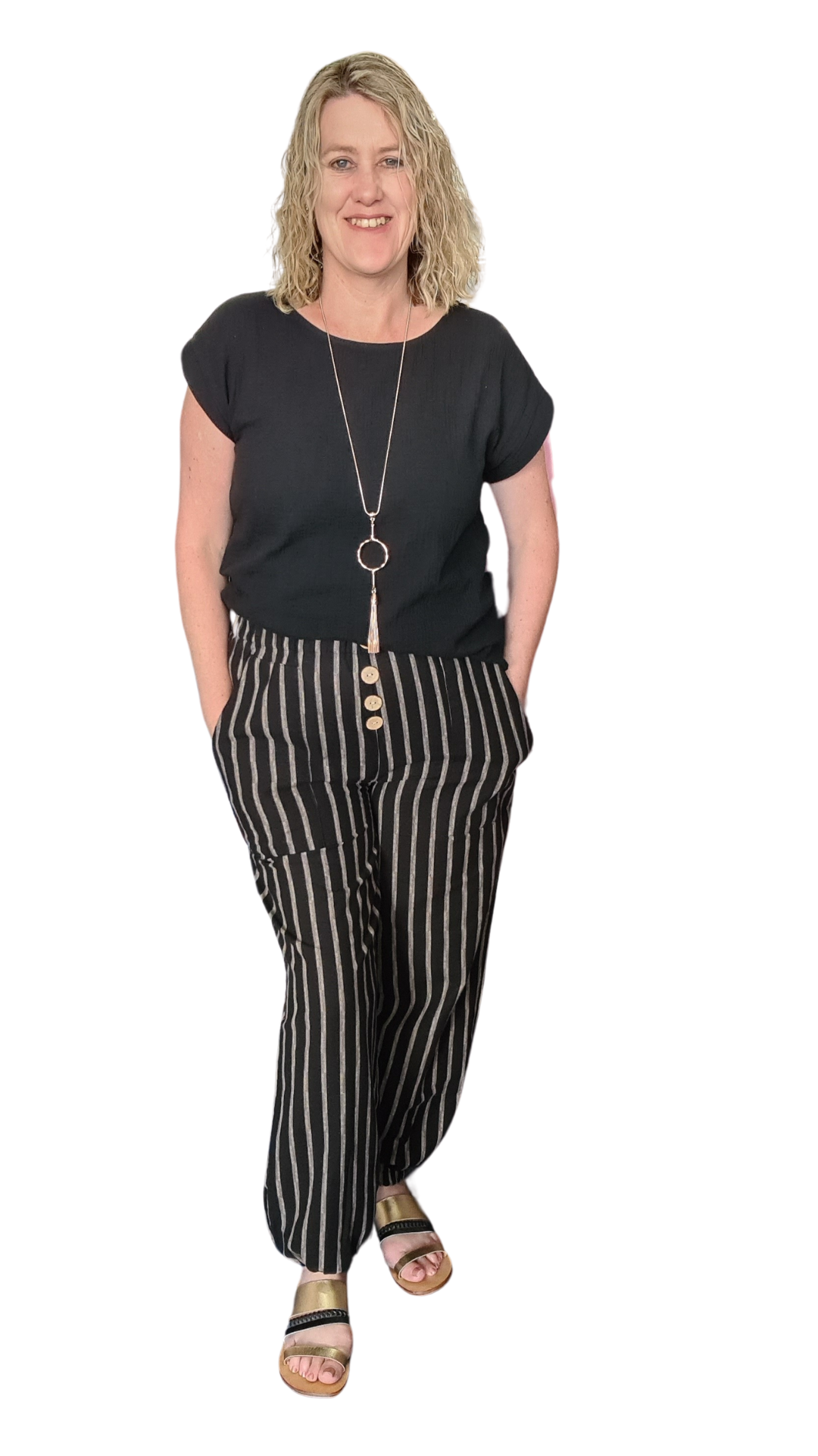 Evie Pants - Black Stripe