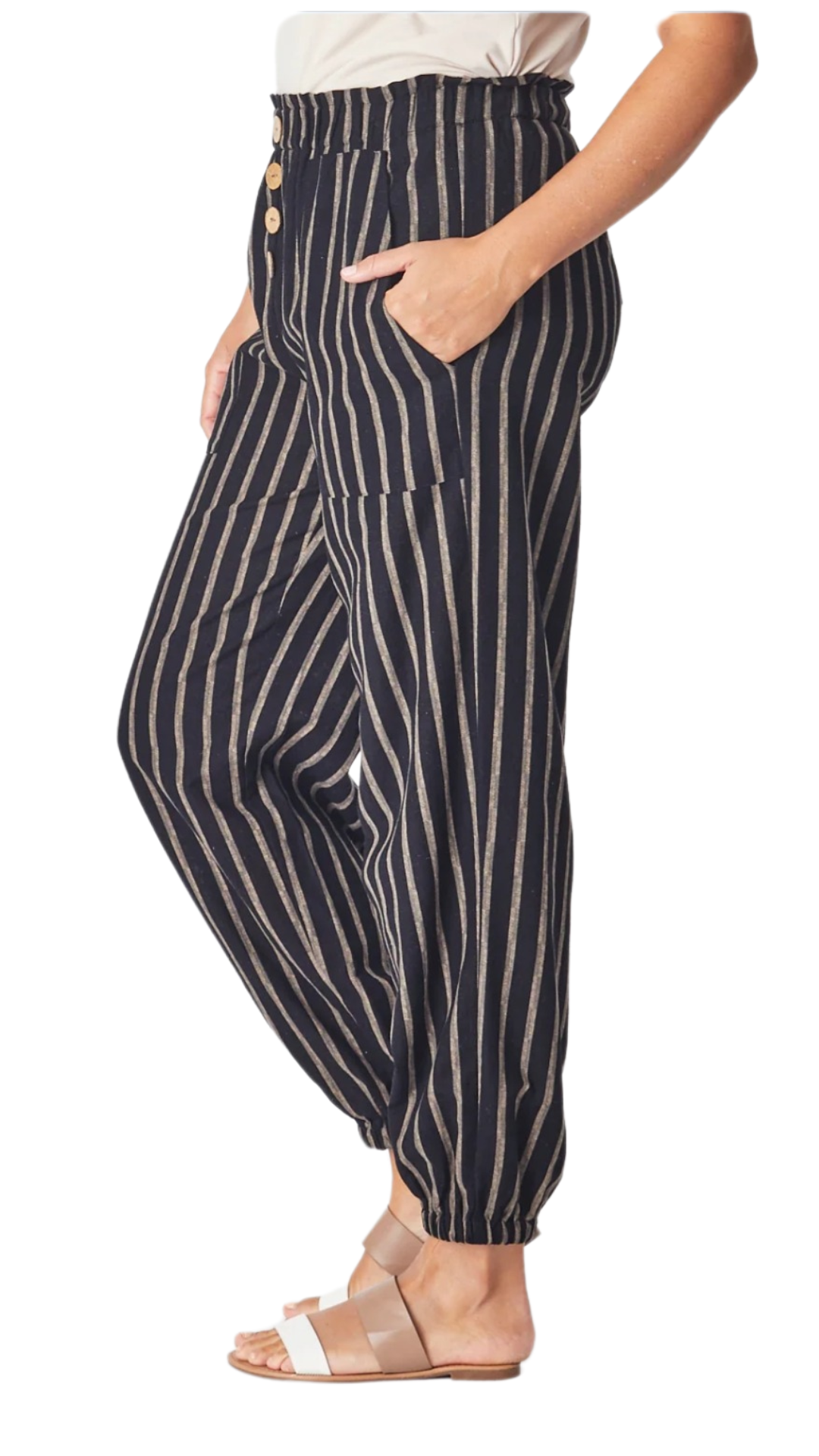 Evie Pants - Black Stripe