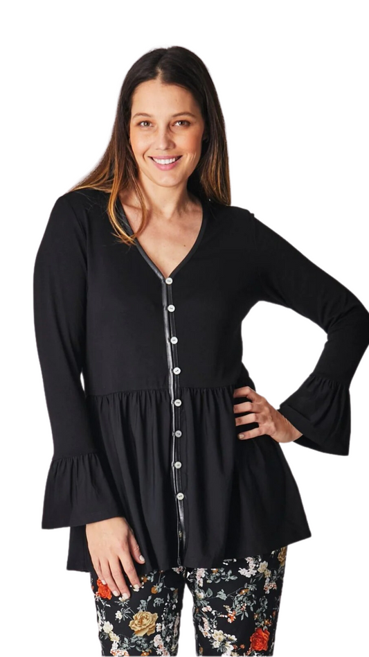 Reba Frill Top -Black