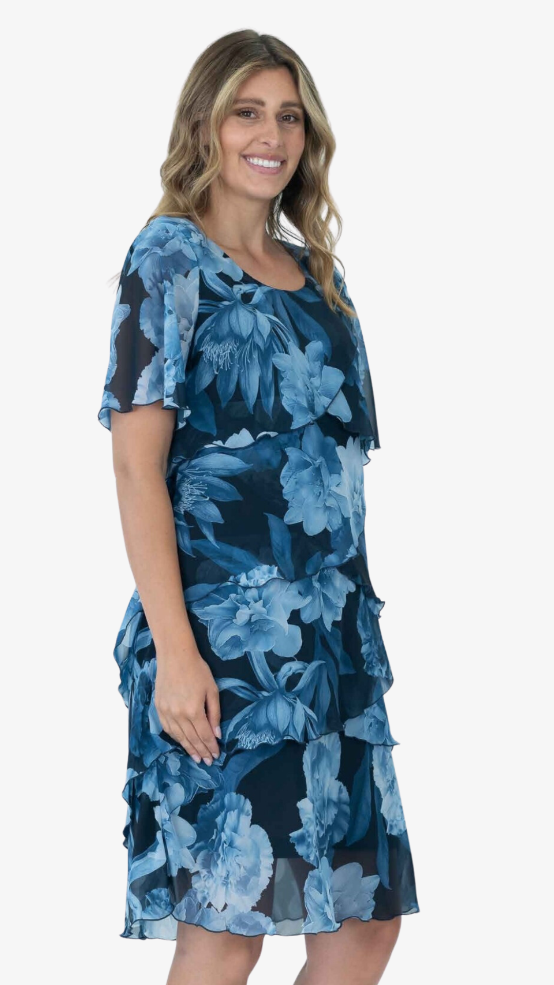 Melina Layered Dress - Navy Floral