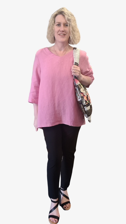 Kasey Linen Top - Rose