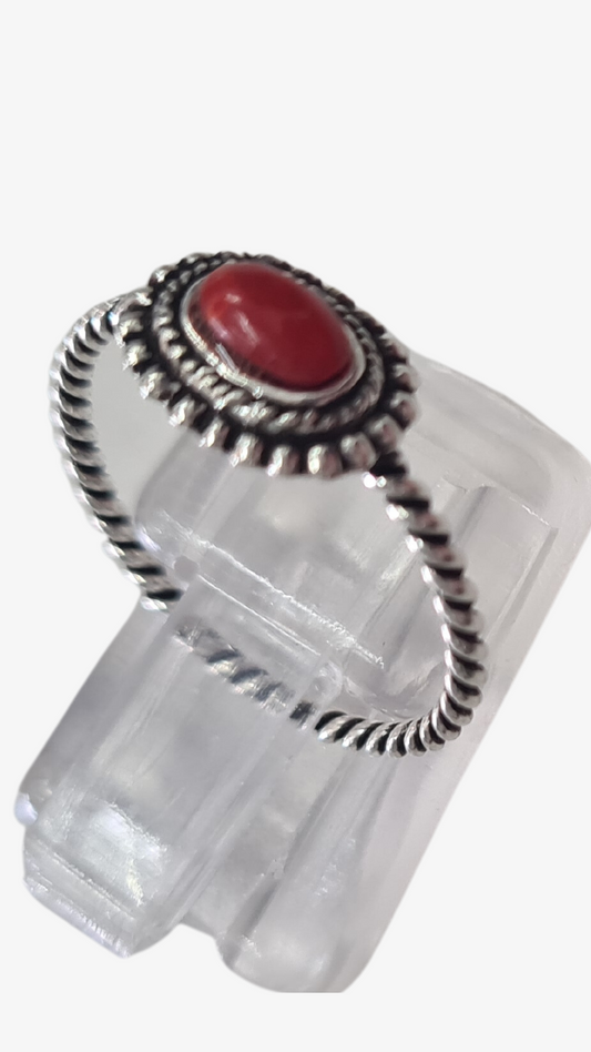 Sterling Silver Ring - Coral
