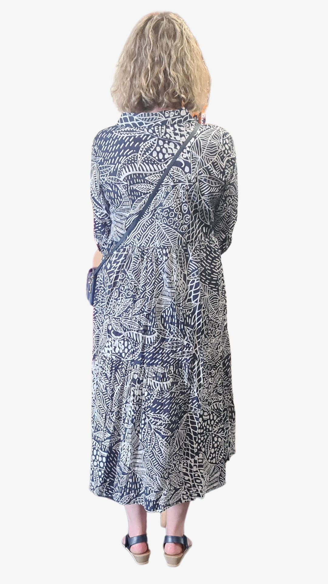 Zoey Collared Midi Dress - Blue/White Print