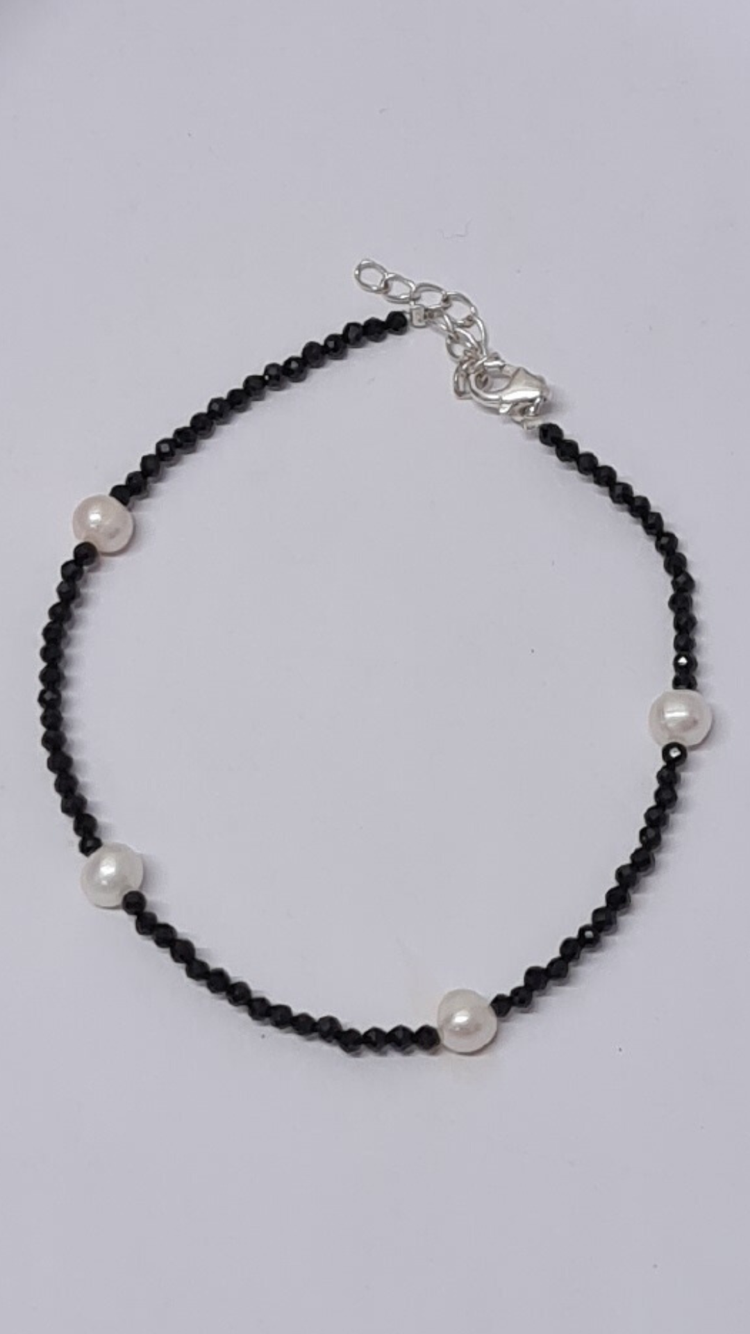 Four Fresh Water Pearl with Black Spinel Necklace