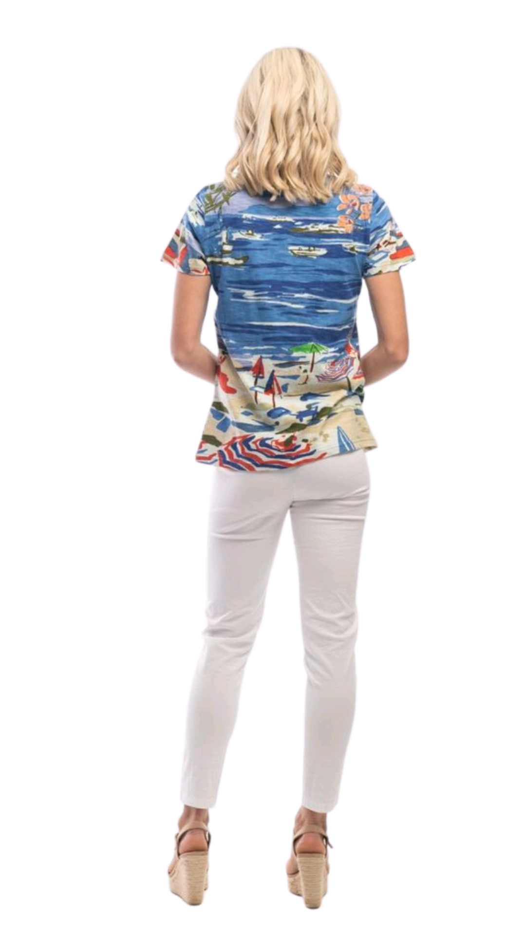 Charlene Top - Blue/Beige abstract