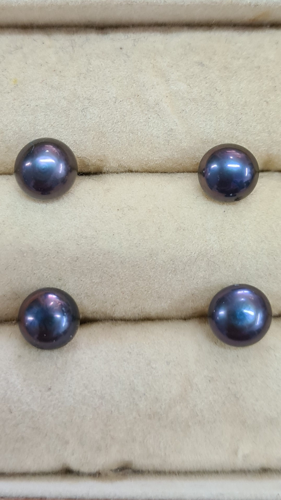6mm Black/peacock freshwater pearl stud earrings