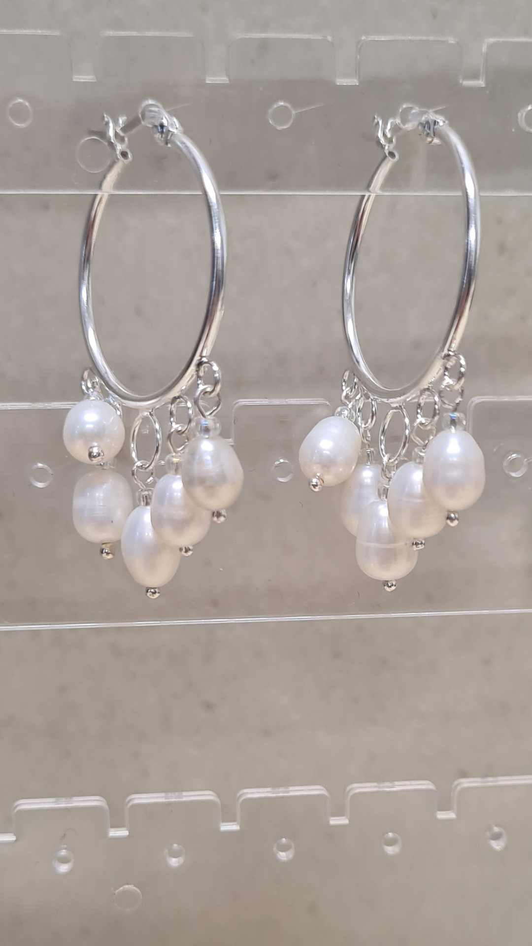 Sterling silver hoop earrings with Freshwater pearls