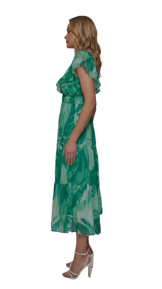 Mia Maxi Dress - Green Abstract