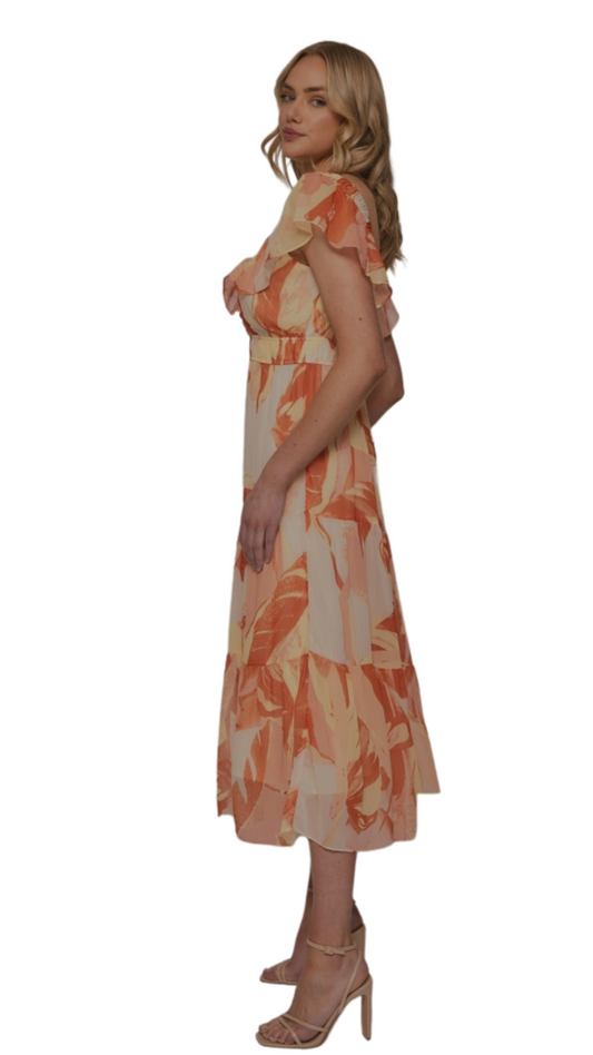Mia Maxi Dress - Orange Abstract