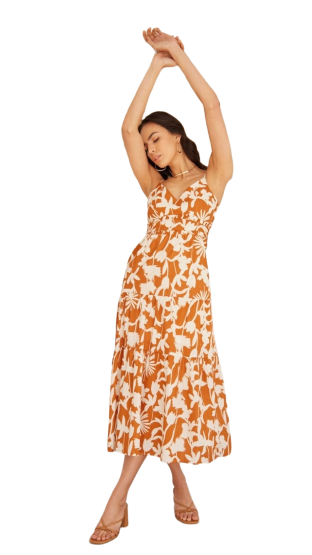 Amber Midi Dress - Burnt Orange Floral