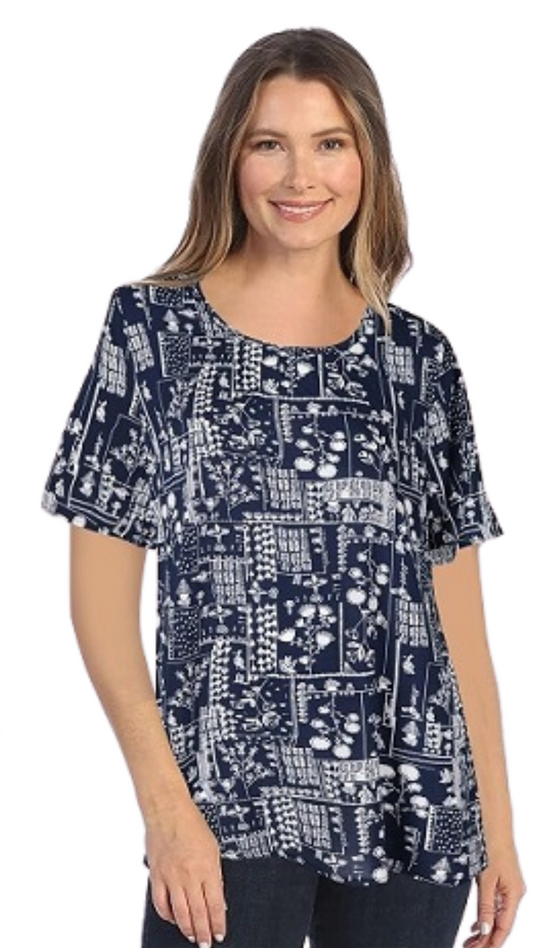 Bridie Top - Navy/White Print