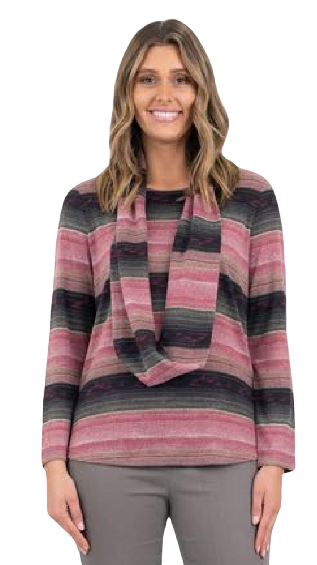 Demi Top with Snood -Pink Multi