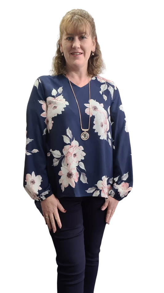 Clara Top – Navy Floral