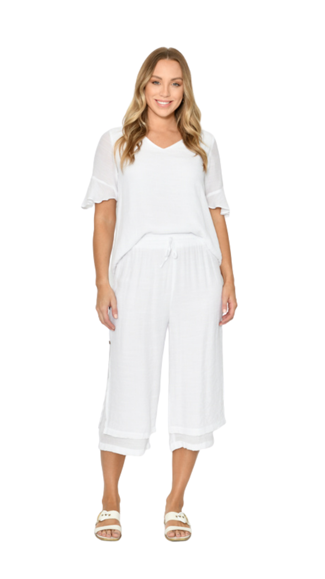 Kinsley 3/4  Pant - White  | Dekara Jane Boutique, Scottsdale TAS | Womens Clothing & Accessories